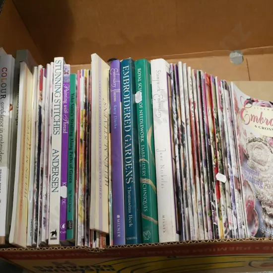 box; needleworks, embroidery books