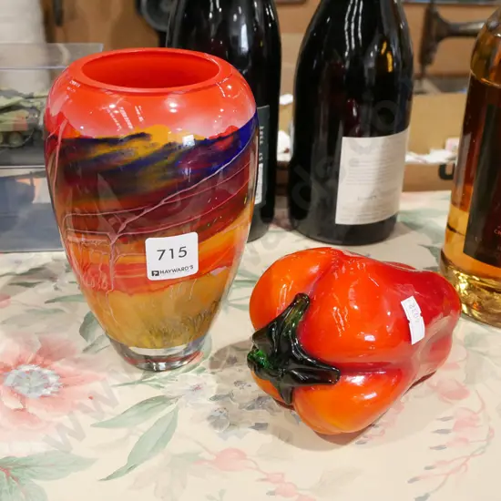art glass vase, glass pepper H180