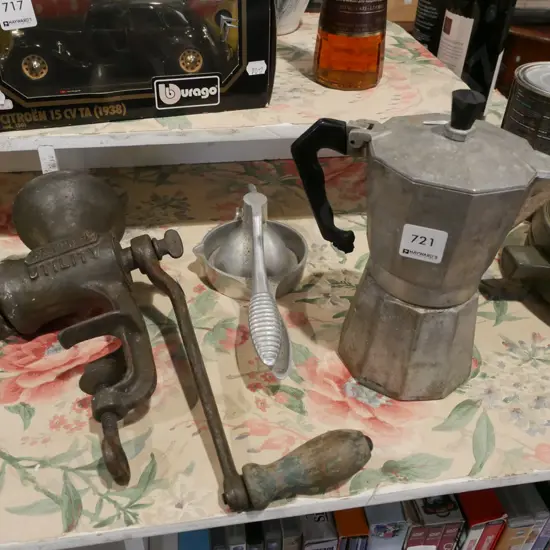 stove top espresso maker, lemon squeezer etc