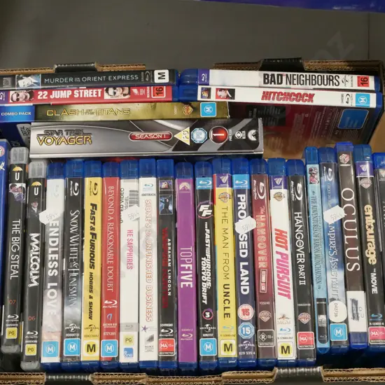 box; blu ray DVDs