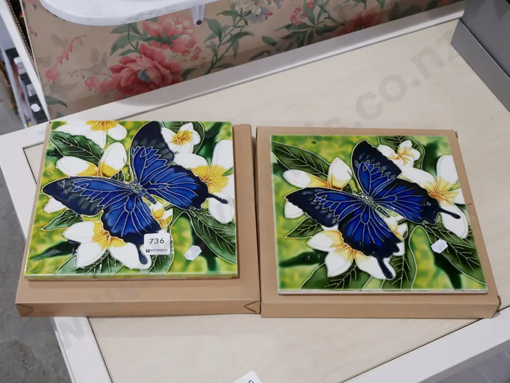 2x butterfly ceramic tiles Image 1++