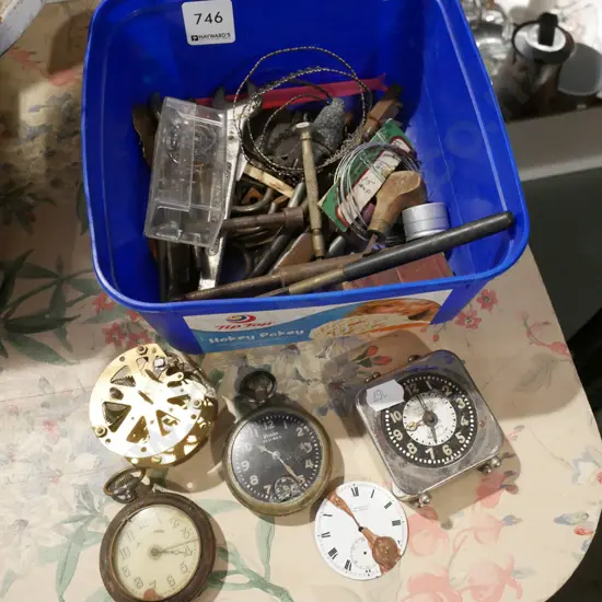 container of watch parts, files etc