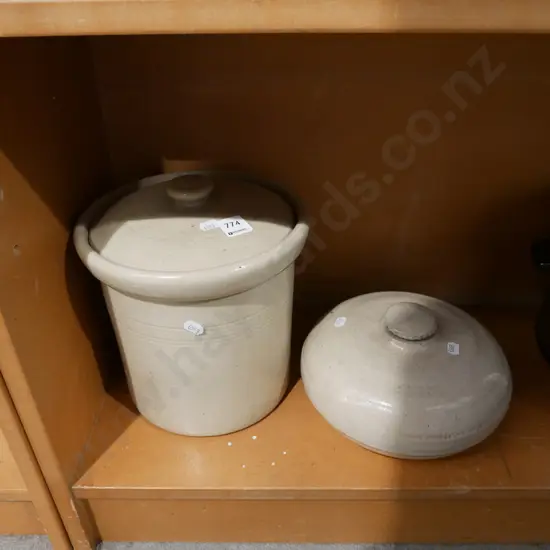 lidded stone ware crock, hot water bottle