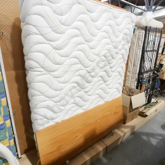 Design Mobil Solace queen slat bed base, mattress and matching headboard