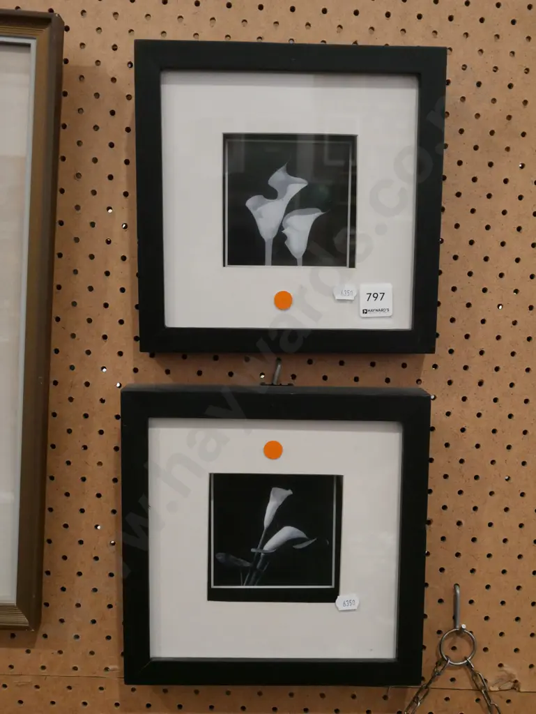2x framed lily prints - orange dots Image 1++