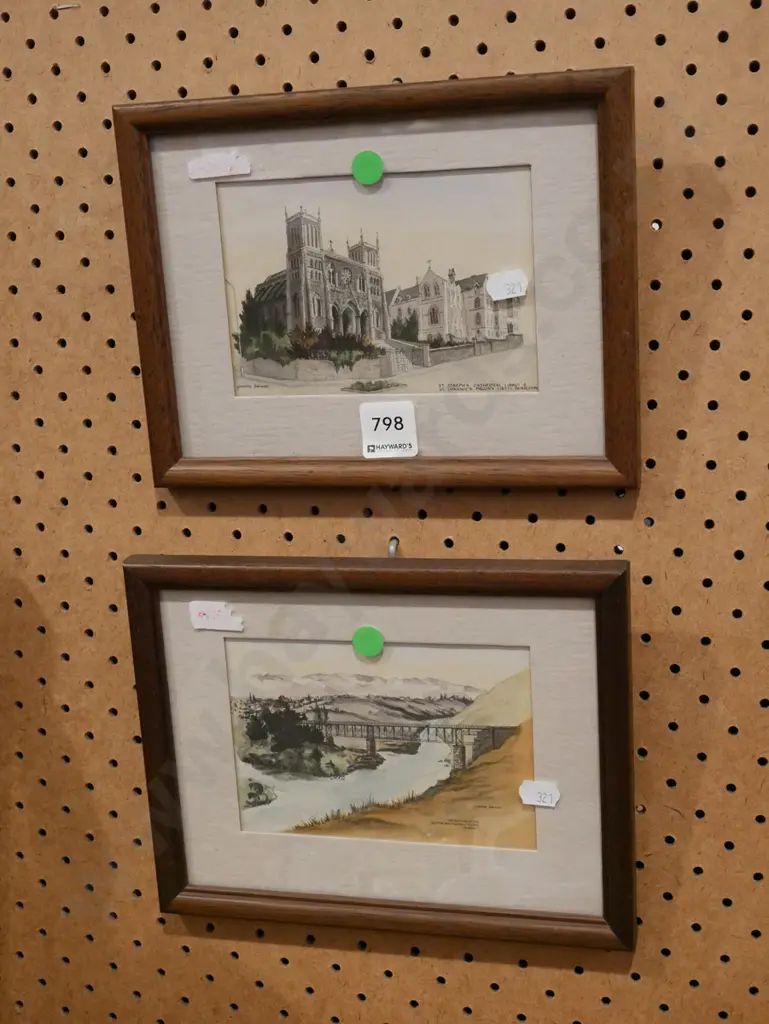 2x framed hand coloured Yvonne Benson prints Image 1++