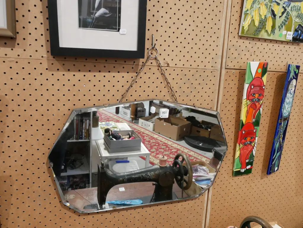 bevelled edge deco wall mirror Image 1++