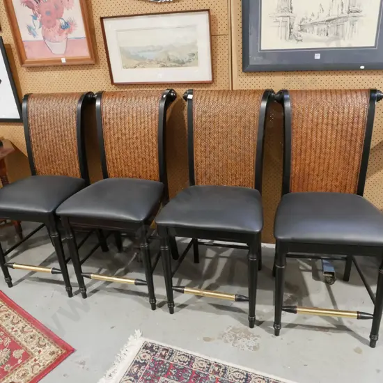 4x woven cane back and vinyl bar chairs