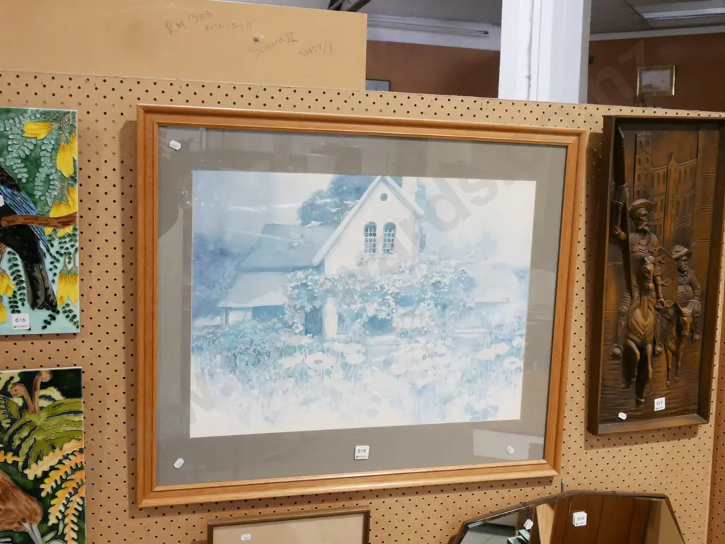 very faded framed farmhouse print Image 1++