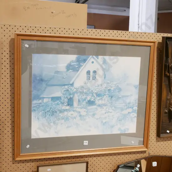 very faded framed farmhouse print