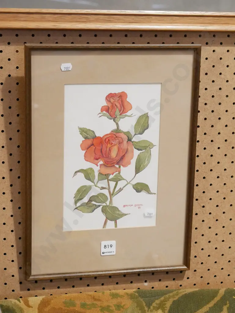 framed watercolour - red rose Image 1++