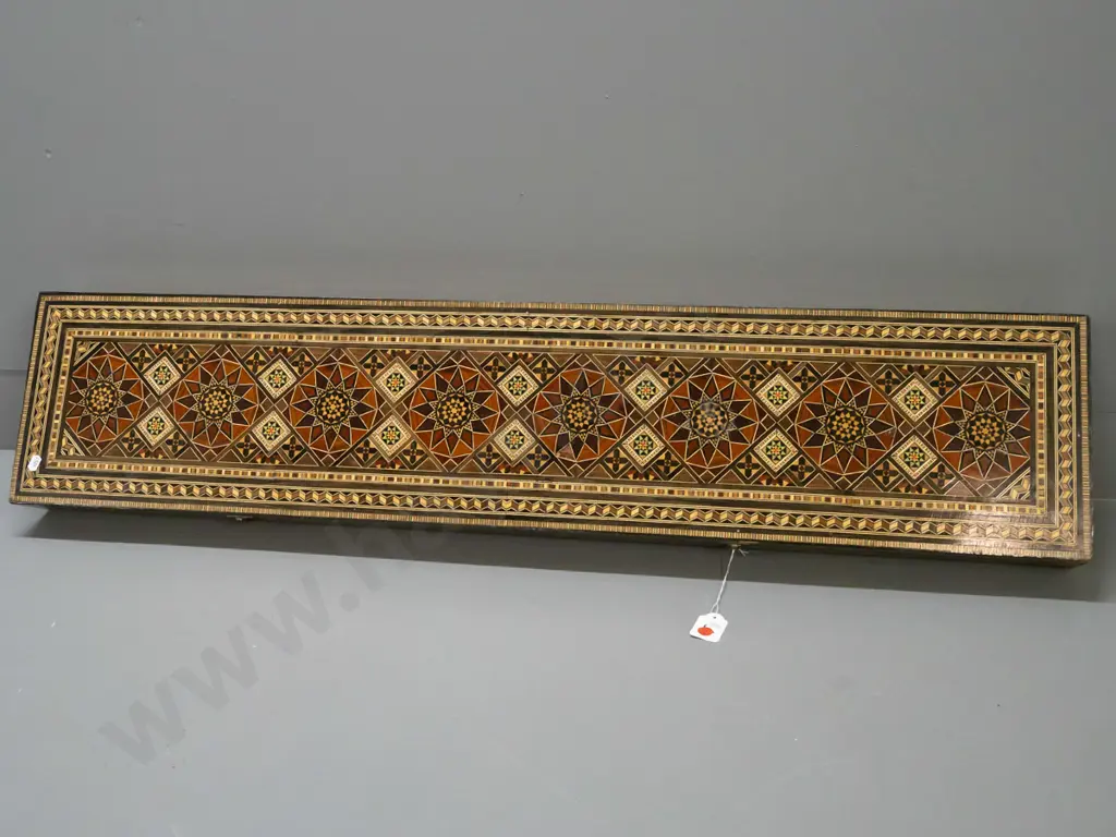 marquetry sword or gun presentation case lined with red fabric, from Damascus Syria - some missing or Image 1++