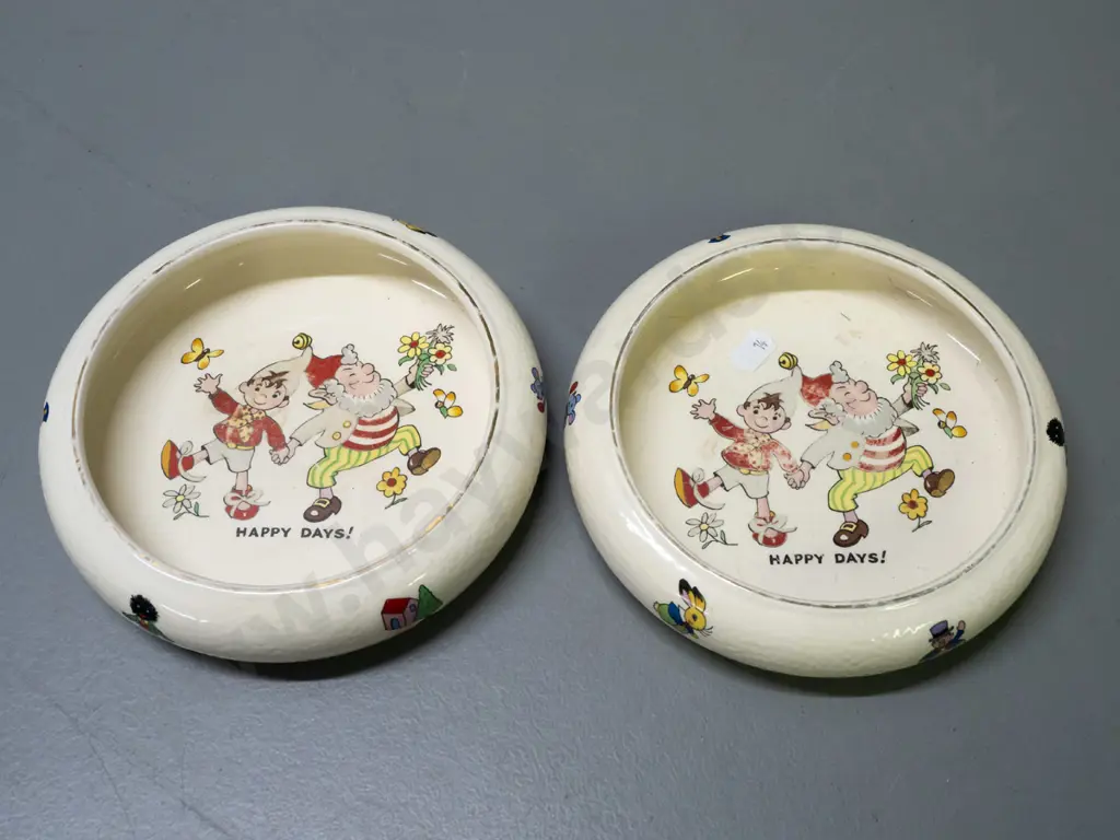 3 Biltons English children's bowls -2  Noddy, 1 Popeye marked "Biltons (1912) England" - Noddy both have wear to gilt Image 1++