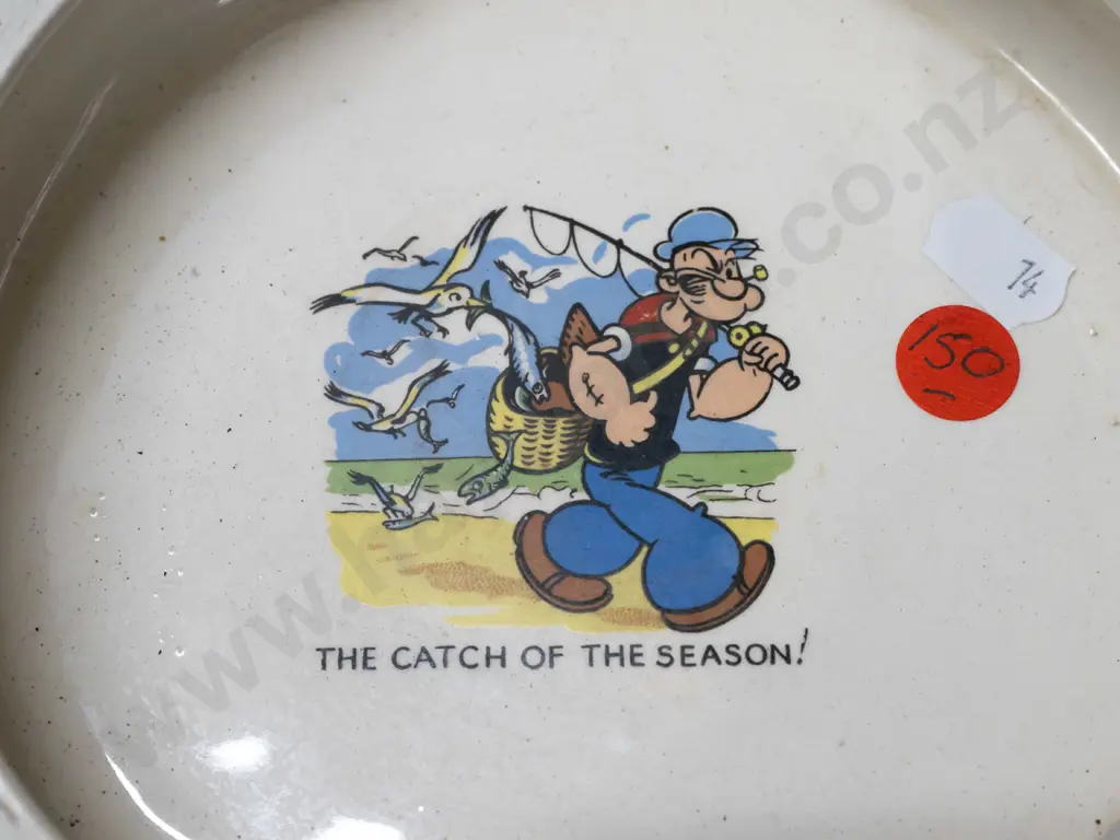 3 Biltons English children's bowls -2  Noddy, 1 Popeye marked "Biltons (1912) England" - Noddy both have wear to gilt Image 1++