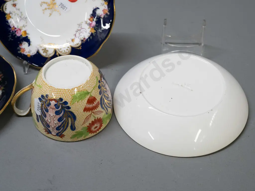 hand painted Coalport trio with John Bates Christchurch retail mark and Wedgwood cup & saucer with some wear to gilt Image 1++