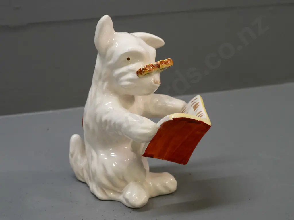 Beswick dog figure - book-reading terrier with spectacles - 2 tiny glaze faults on one ear H-160 Image 1++