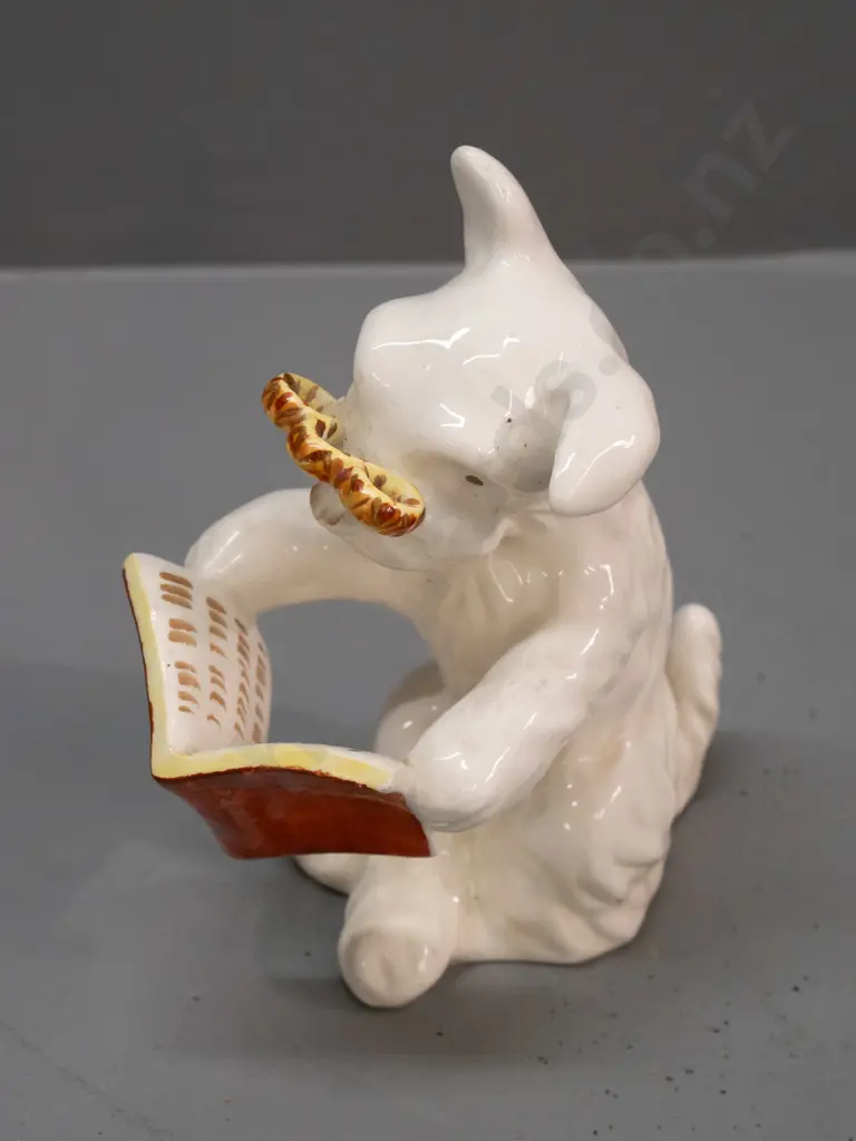 Beswick dog figure - book-reading terrier with spectacles - 2 tiny glaze faults on one ear H-160 Image 1++