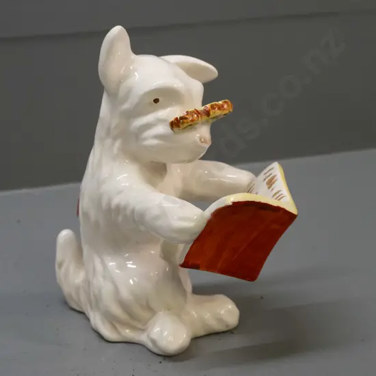 Beswick dog figure - book-reading terrier with spectacles - 2 tiny glaze faults on one ear H-160