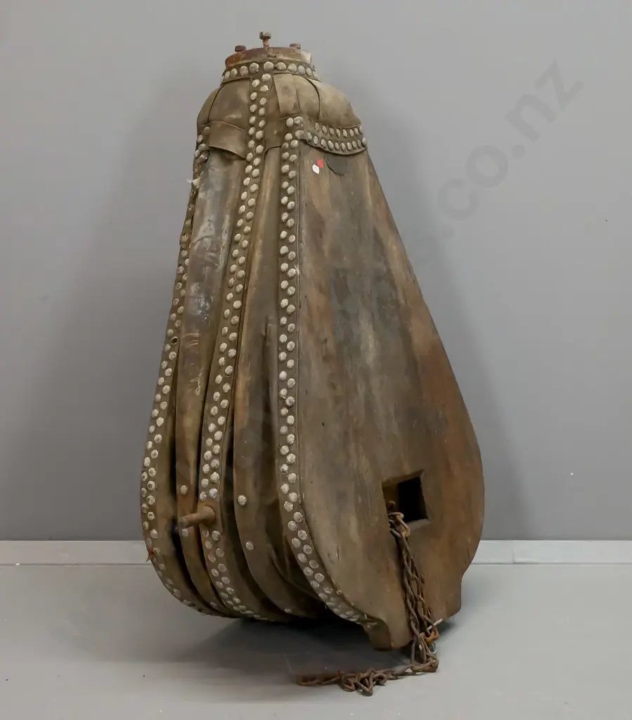 1880s vintage large blacksmith's forge bellows - Alldays & Onions plaque - age wear, corrosion to studs, wear to leather Image 1++