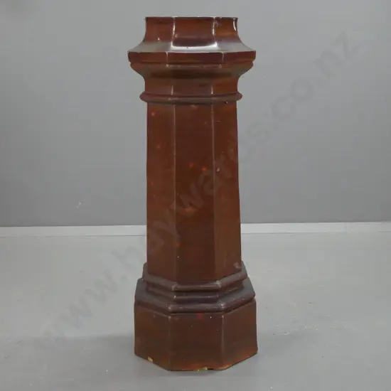 Victorian salt-glazed octagonal chimney pot - some chipping around base, repair to top H-910 D-330 at base