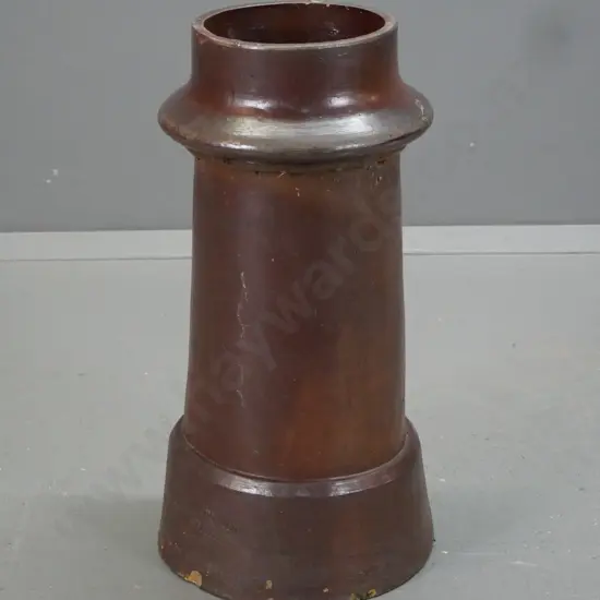 Victorian salt-glazed chimney pot - "JH Lambert Dunedin" stamped into bottom collar. Some chipping and a crack to base