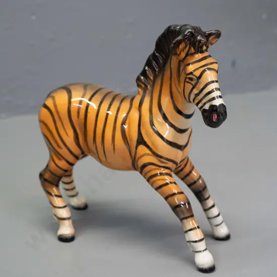 Beswick orange and black zebra figure H-185 L-170