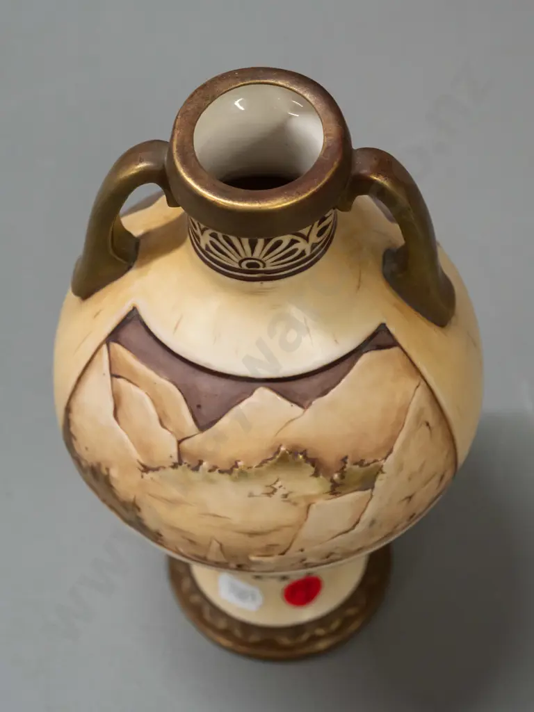 vintage Amphora Austrian arts & crafts style vase with mountain scene and shepherdess motifs H-235 Image 1++