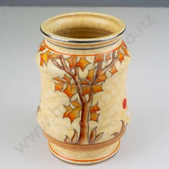 Crown Ducal Charlotte Rhead tube-lined gold and orange tree motif vase with gilt pinstriping - marked Rhead and 4795 on