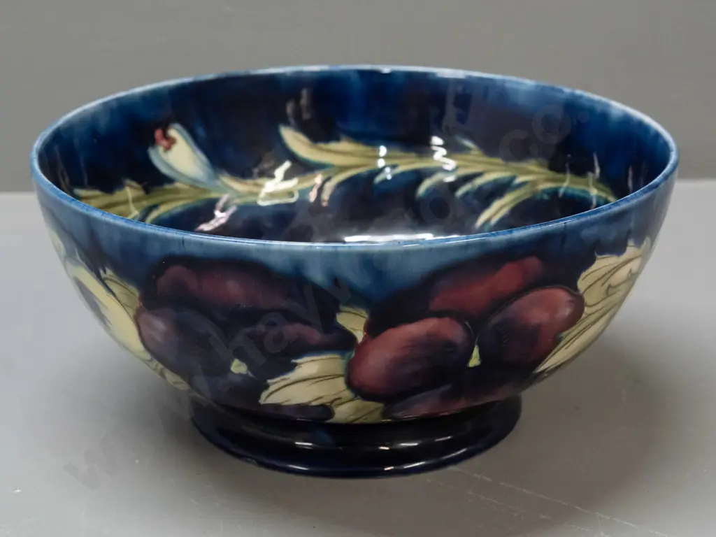 vintage Moorcroft tube lined pansy pattern bowl, green signature to base, decoration inside H-95 D-210 Image 1++