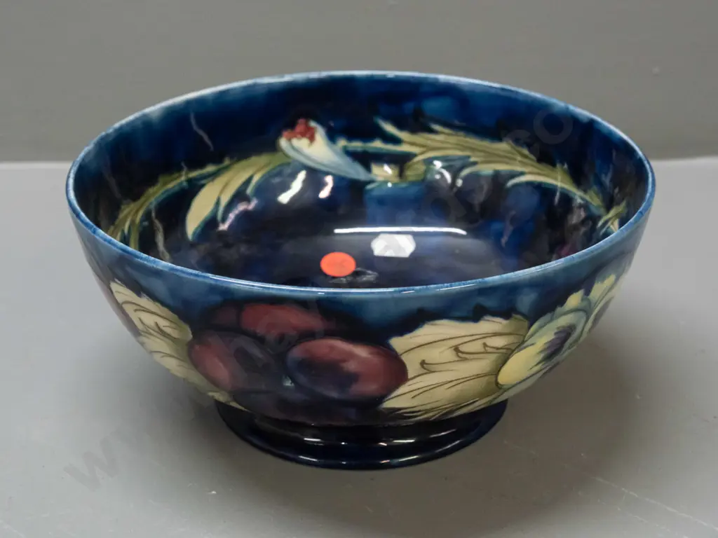 vintage Moorcroft tube lined pansy pattern bowl, green signature to base, decoration inside H-95 D-210 Image 1++