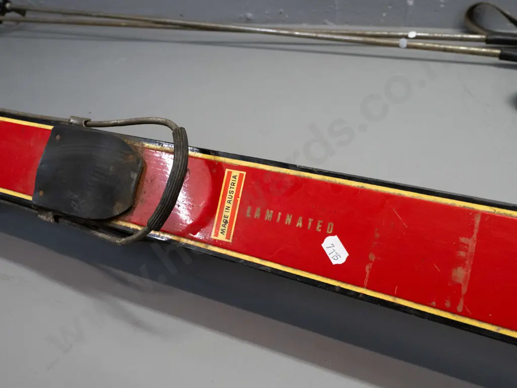 pair of vintage Austrian skis and poles - Hagan Kurier laminated skis with Tyrolia bindings, Tisdales NZ retail sticker, Image 1++