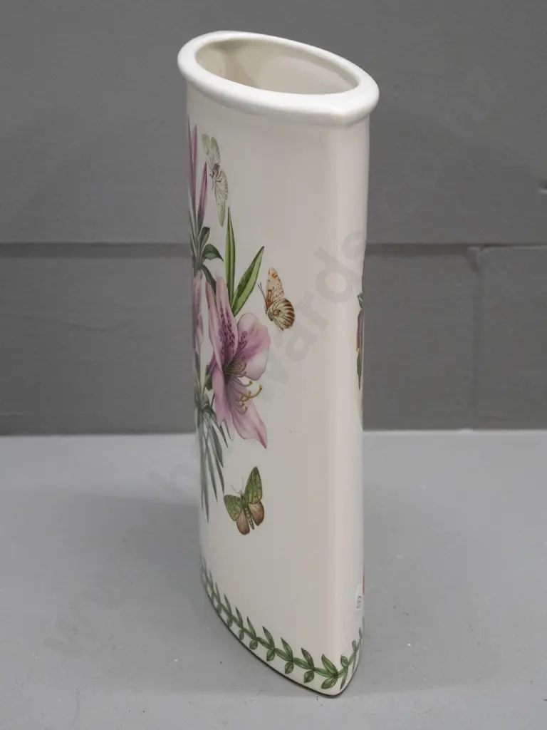 Portmeirion Botanic Garden "Marquise" shape elliptical vase with rhododendron pattern H-240 W-190 Image 1++