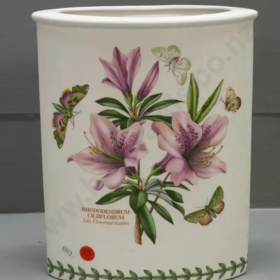 Portmeirion Botanic Garden "Marquise" shape elliptical vase with rhododendron pattern H-240 W-190