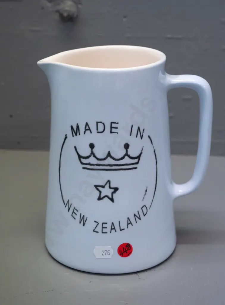 Studio Ceramics NZ vintage style jug with Crown Lynn Logo design - crazing H-190 W-160 Image 1++