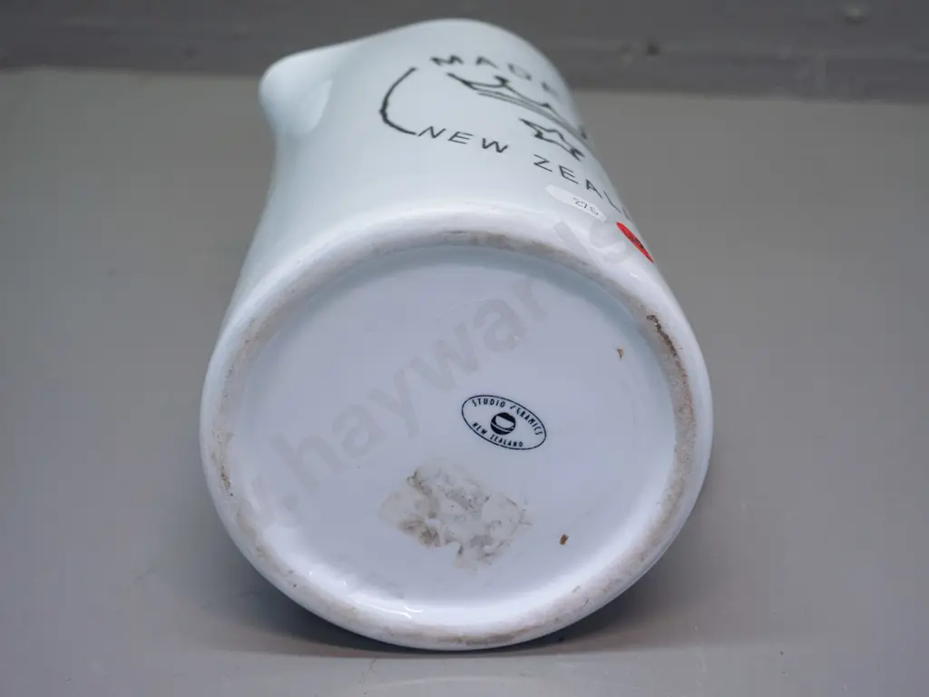 Studio Ceramics NZ vintage style jug with Crown Lynn Logo design - crazing H-190 W-160 Image 1++