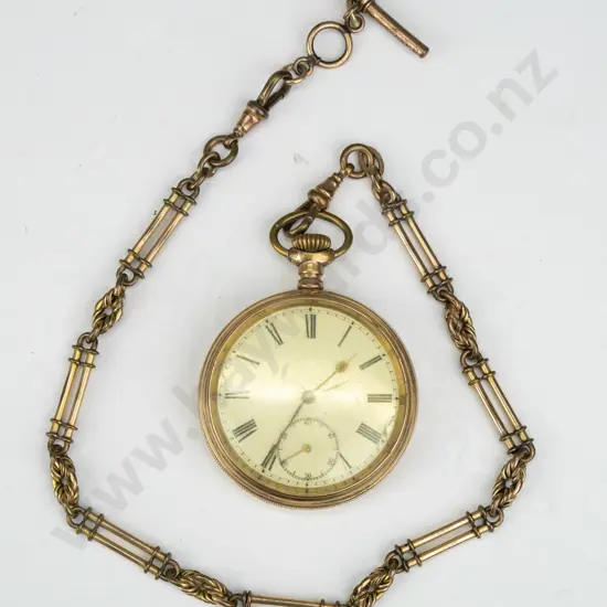 Omega pocket watch & chain1909 '20year Dennison case fob chain is double bar link with Prince