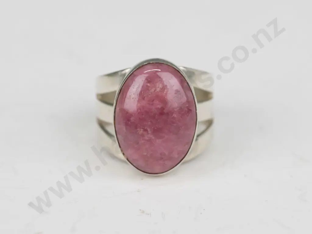 sterling silver rhodochrosite ring 8gm size N Image 1++