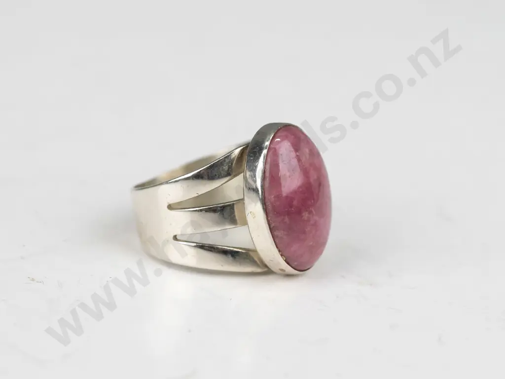 sterling silver rhodochrosite ring 8gm size N Image 1++