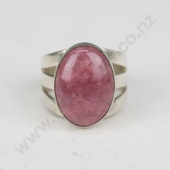 sterling silver rhodochrosite ring 8gm size N