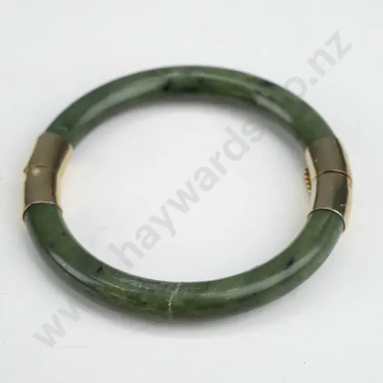 greenstone hinged bracelet with gold plated fittings