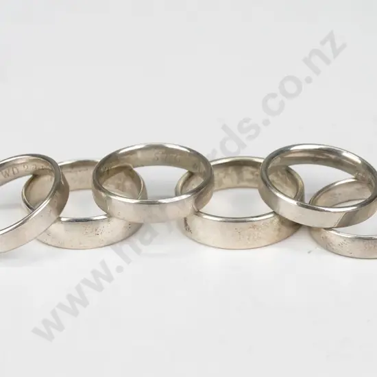 6 sterling silver bands  37gms