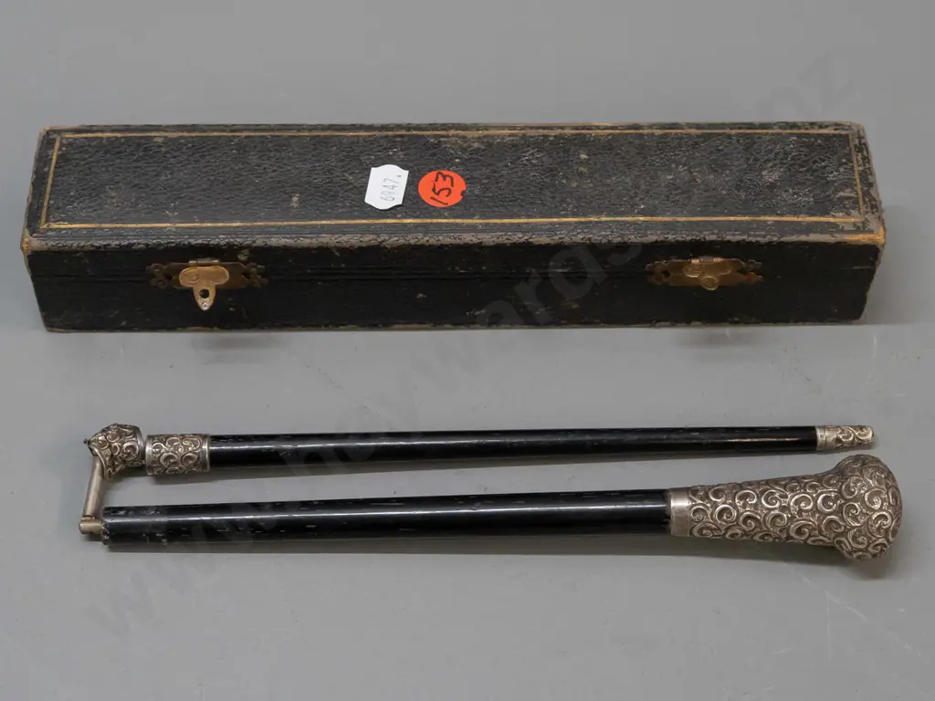 cased presentation folding conductor's baton - ebony with sterling silver fittings, 1922 presentation plaque from Image 1++