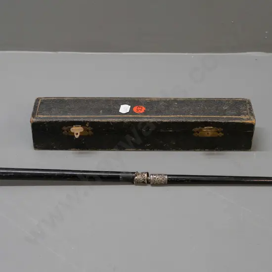 cased presentation folding conductor's baton - ebony with sterling silver fittings, 1922 presentation plaque from