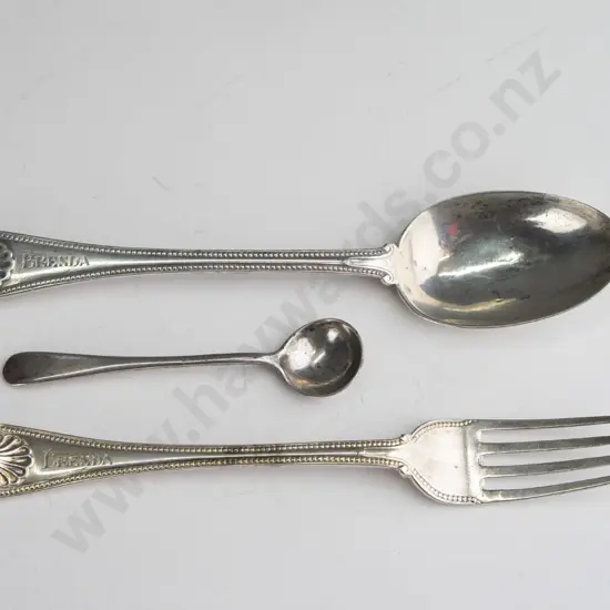 3 pieces of sterling silver cutlery - small King's pattern spoon L-155 & fork with "Brenda" engraved in handles, and a