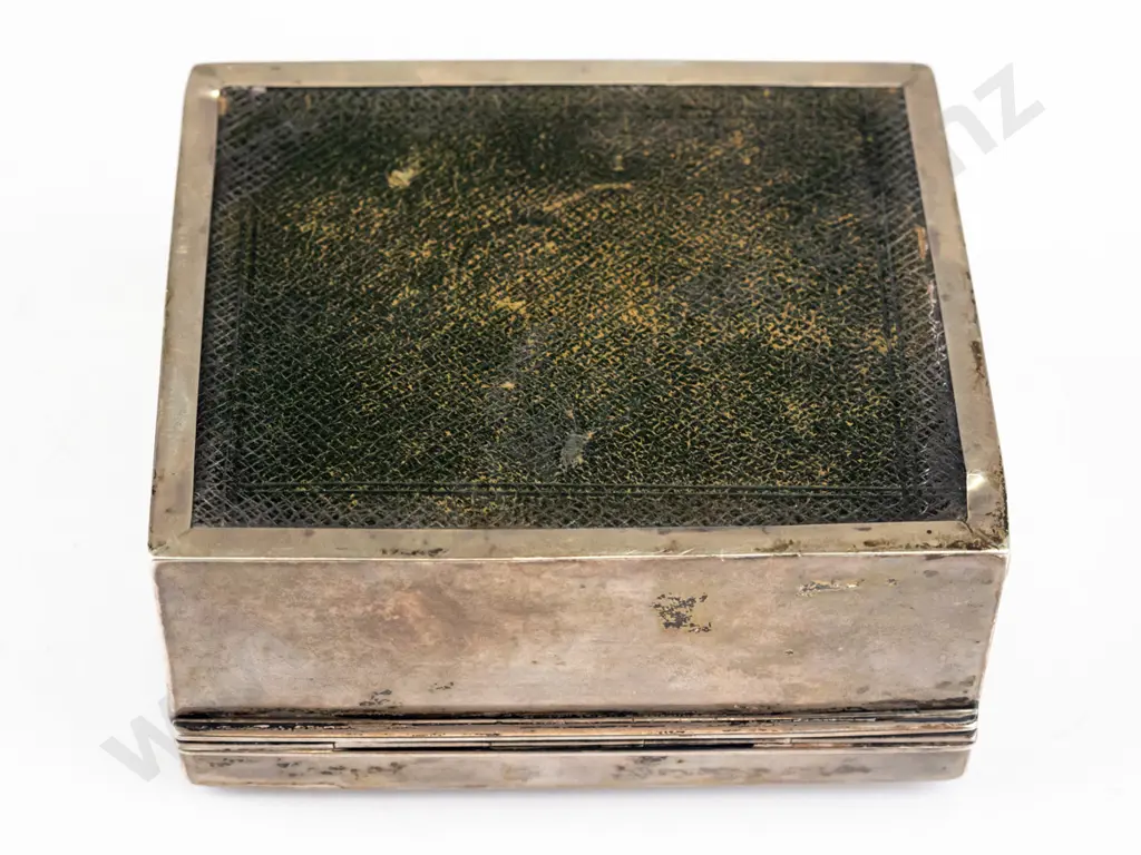 vintage sterling silver wood-lined cigarette box w/ hinged lid, 1907 presentation engraving on front - Tun. Wells Golf Image 1++