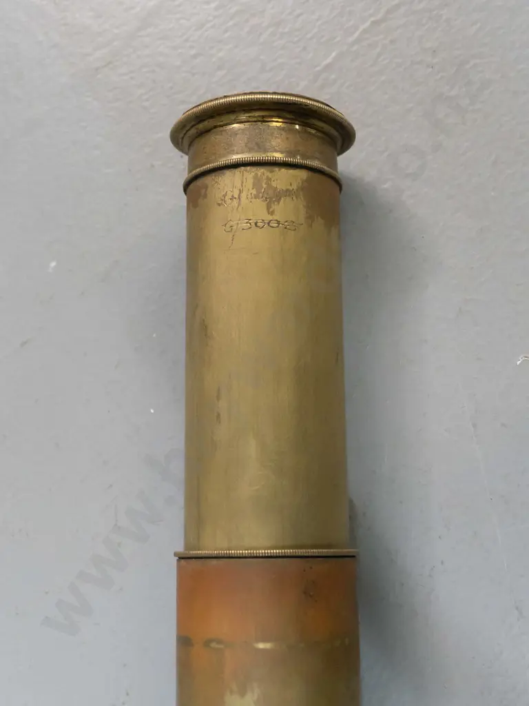 vintage brass pocket telescope with 8 sections, hard black textured covering, eyepiece section marked Elliott 56 Strand Image 1++