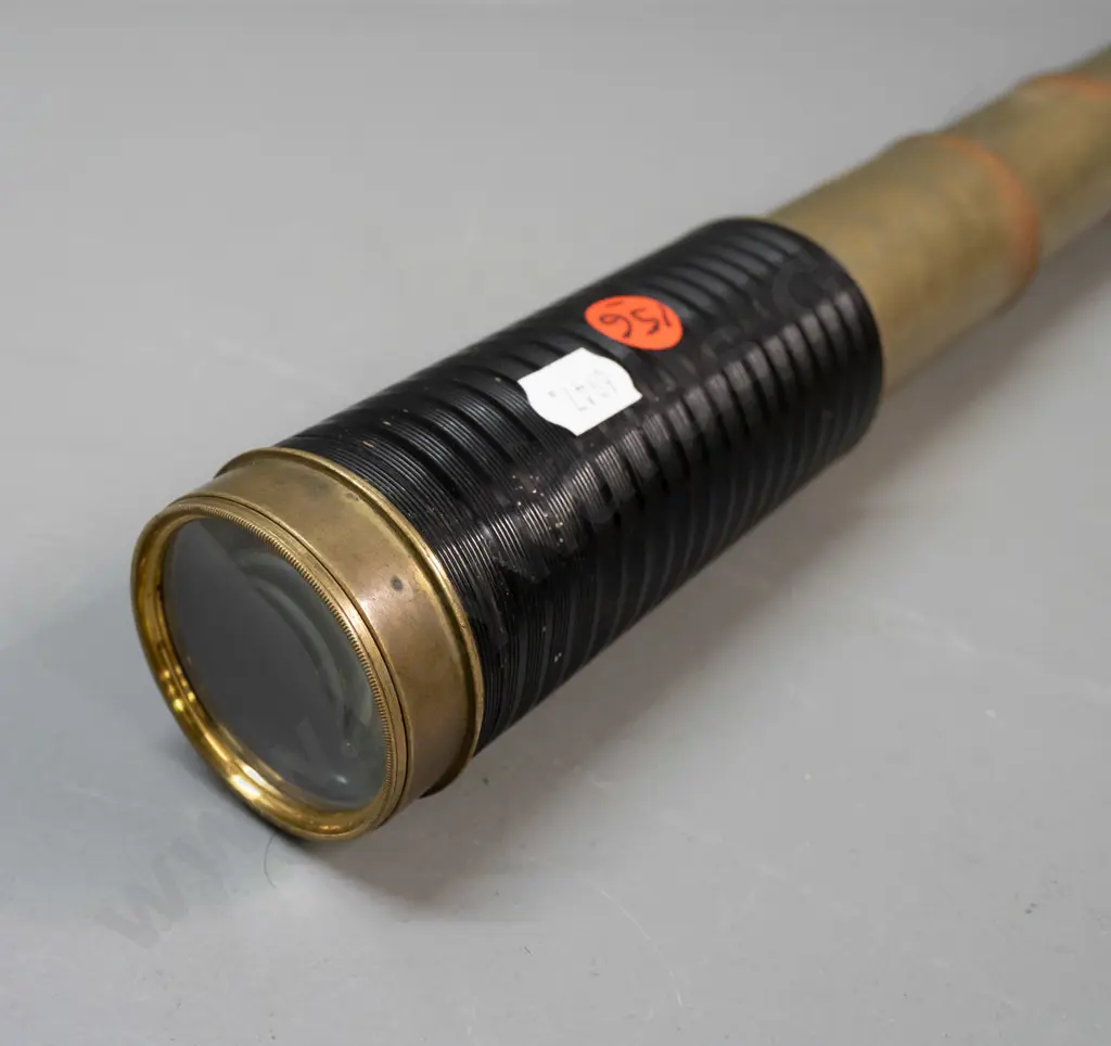 vintage brass pocket telescope with 8 sections, hard black textured covering, eyepiece section marked Elliott 56 Strand Image 1++