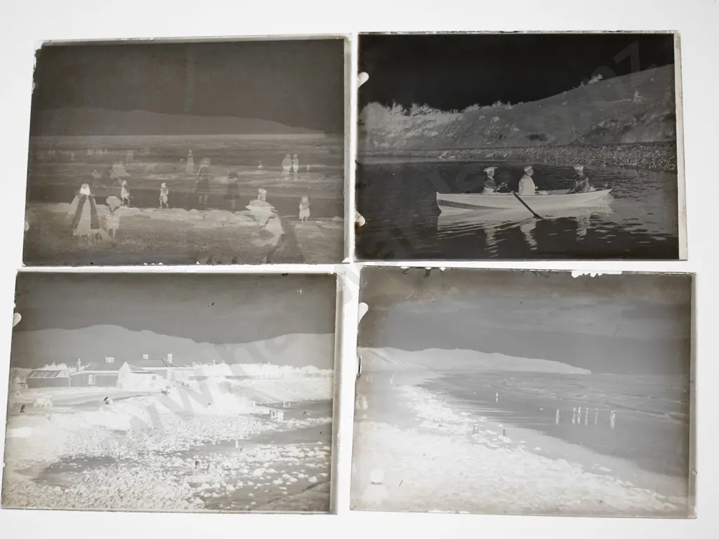 27 vintage glass photographic negatives in 2 boxes - Queenstown and environs, photographer unknown. Quarter plate size, Image 1++