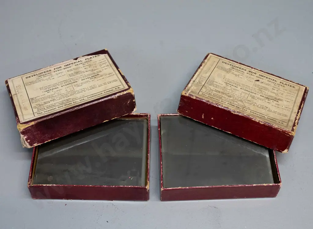 27 vintage glass photographic negatives in 2 boxes - Queenstown and environs, photographer unknown. Quarter plate size, Image 1++