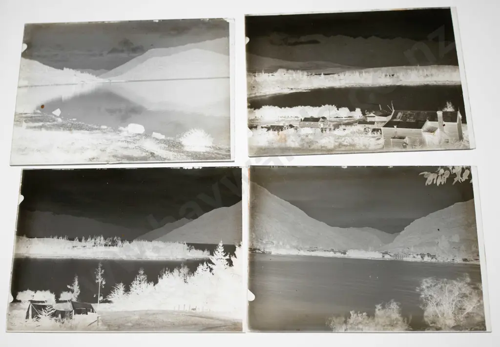 27 vintage glass photographic negatives in 2 boxes - Queenstown and environs, photographer unknown. Quarter plate size, Image 1++